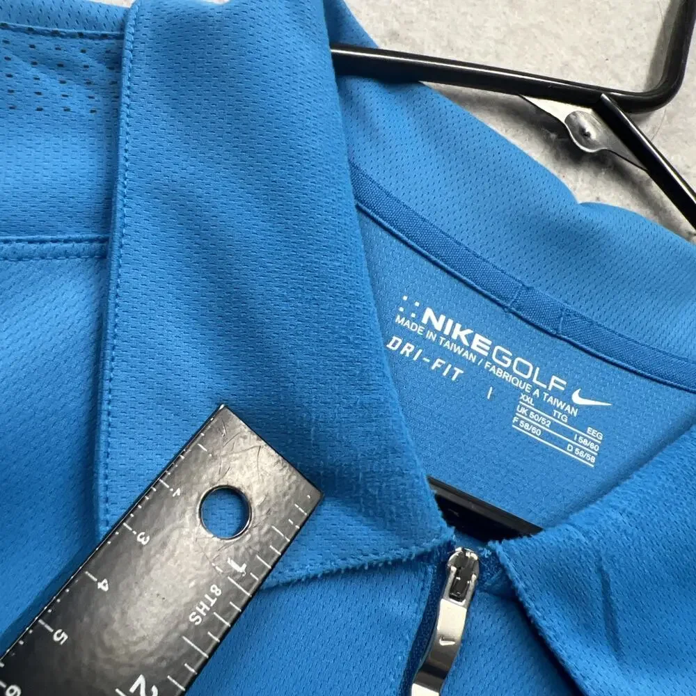 Nike Golf 1/4 Zip Polo Shirt Dri-Fit Mens Small Blue White‎ Performance Golf